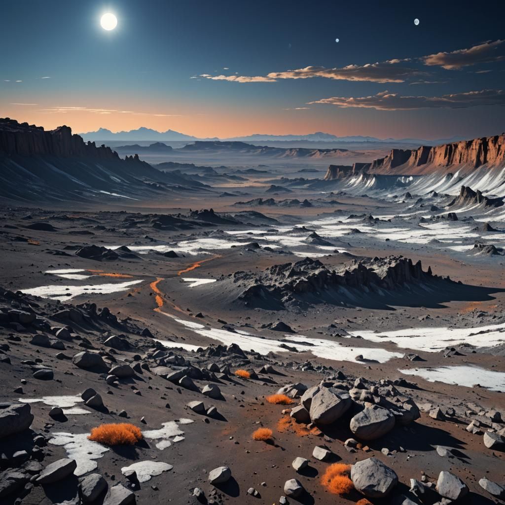 Earthrise Over Lunar Landscape as Matte Painting