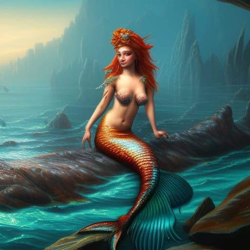 Detailed Mermaid Siren Fantasy Concept Art