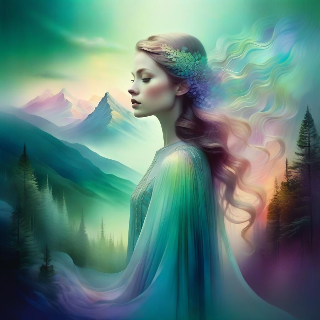 Ethereal Woodland Fairy Portrait in Dreamlike Colors