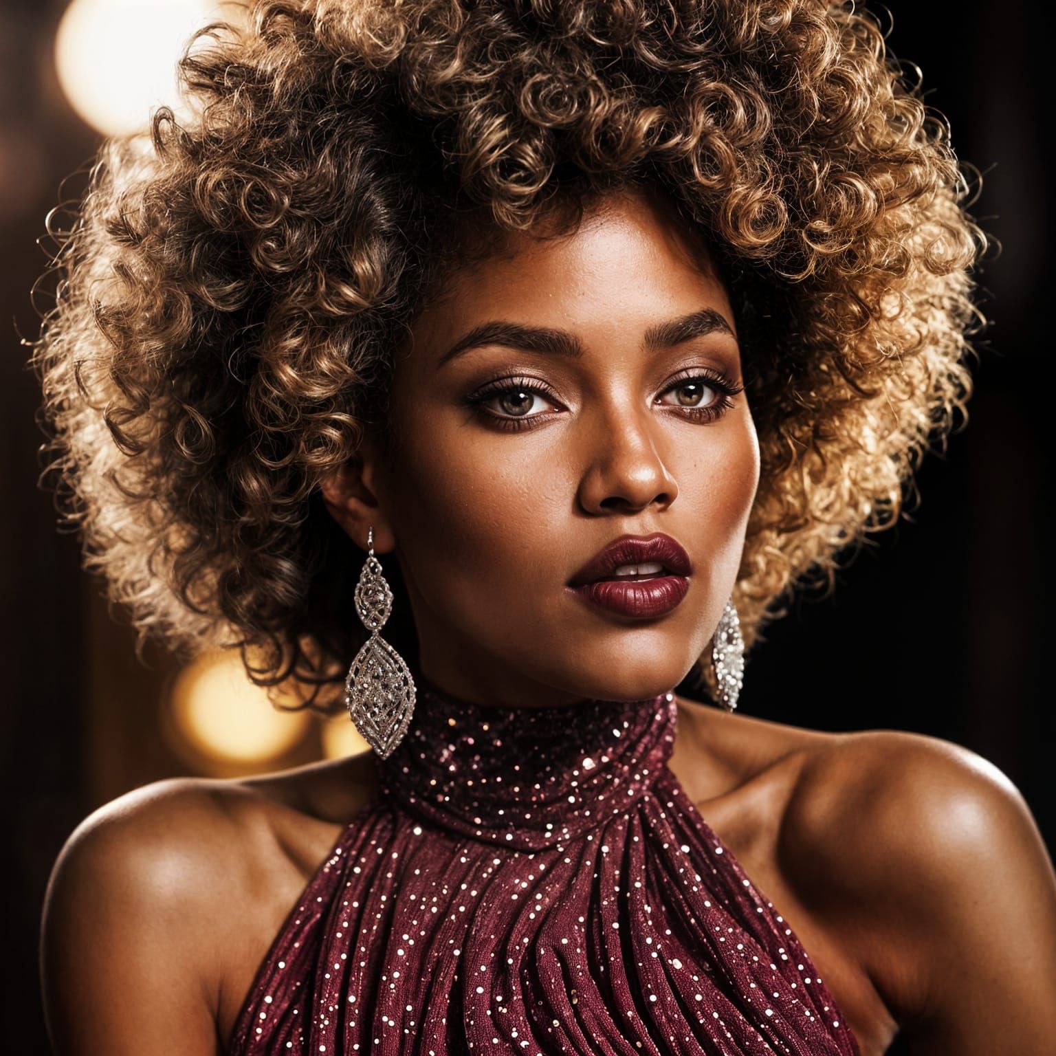 A beautiful caramel skinned African American woman with larg...