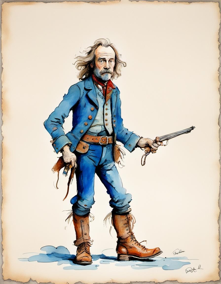 Buffalo Bill Illustration in Quentin Blake Style