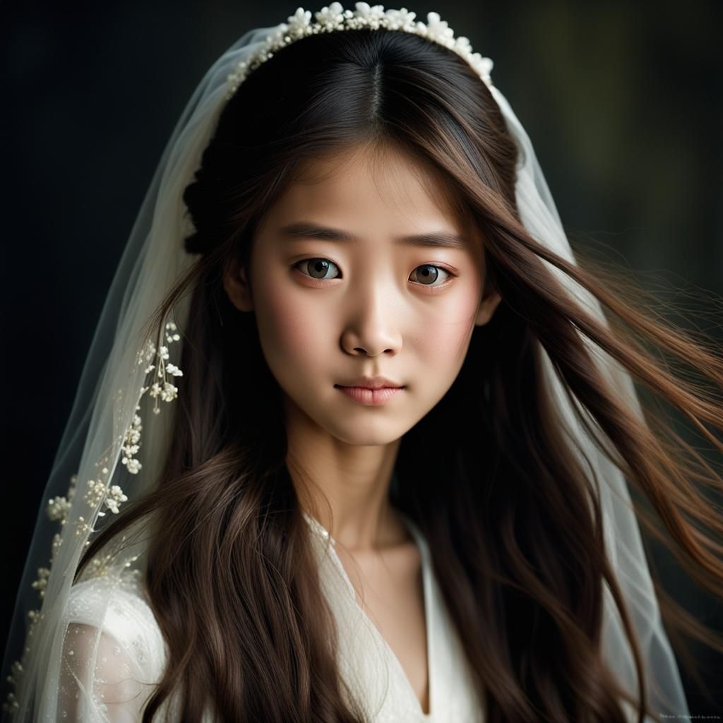 Young Japanese Bride Portrait with Bokeh