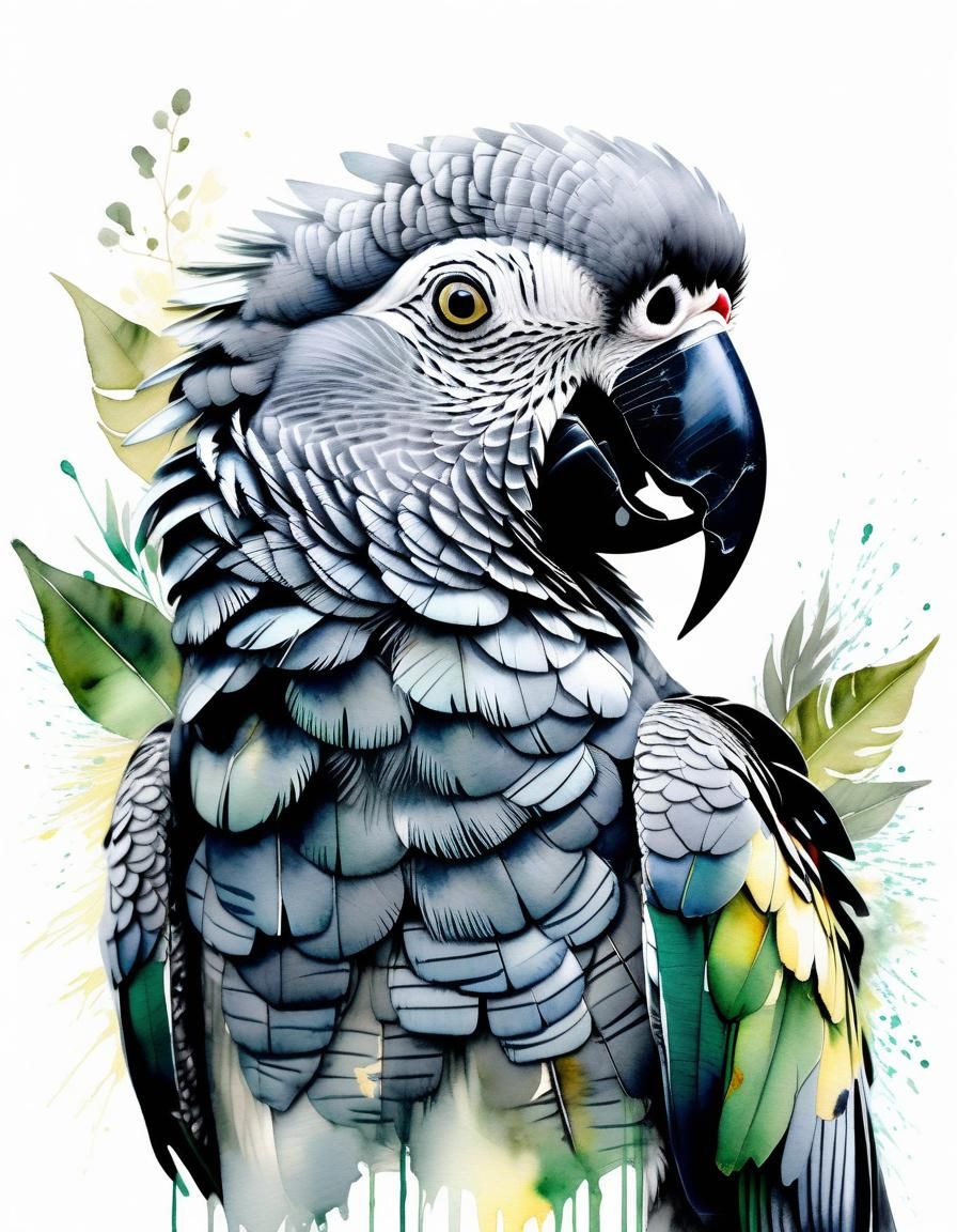 Portrait of a Grey Parrot