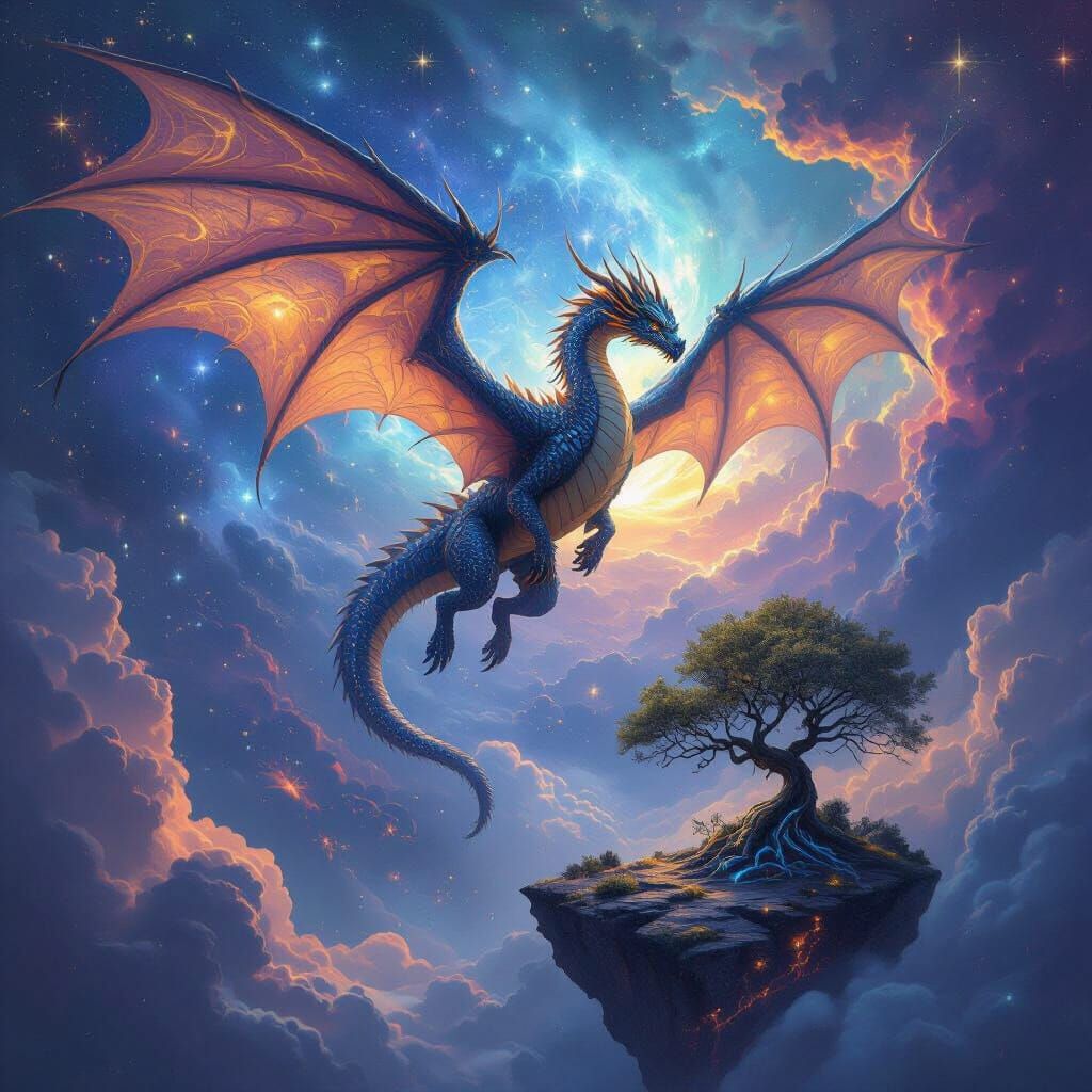 Majestic Dragon Soars Through Cosmic Nebula