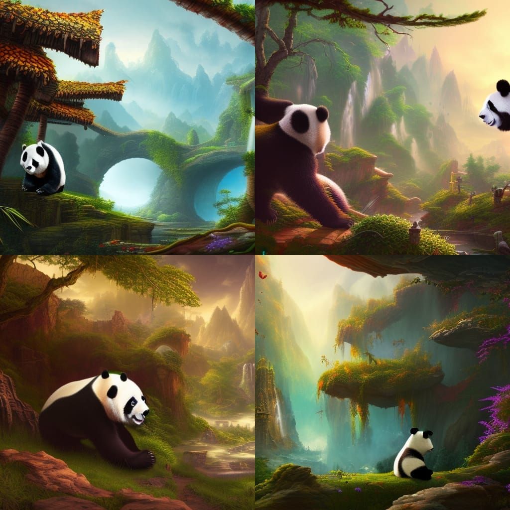 Fantastical Panda Concept Art in Deep Color