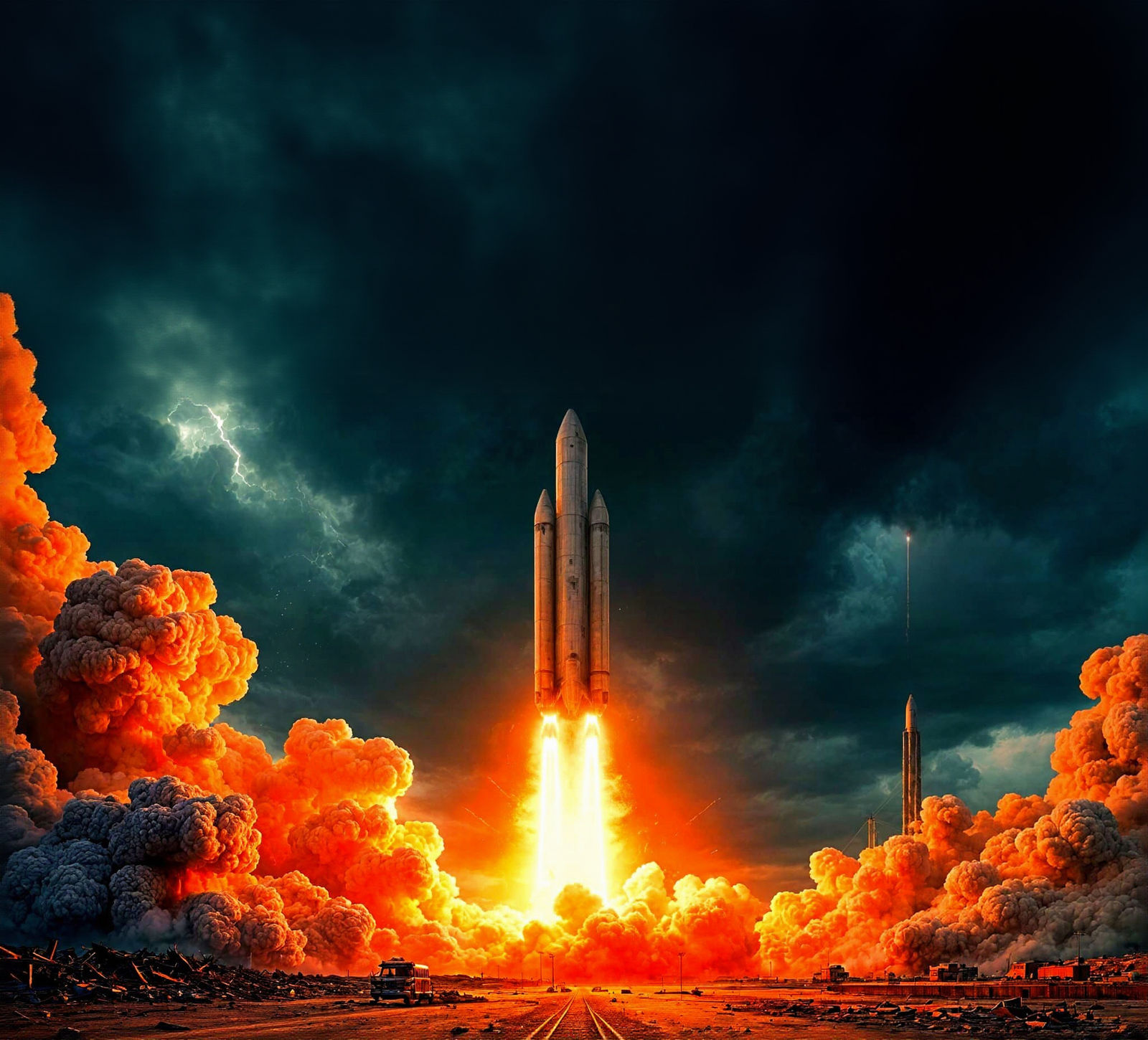 An ICBM launch sequence is depicted in a gritty, comic book ...