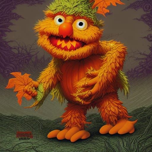 Pumpkin Monster Meets Fraggle: Comic Book Art