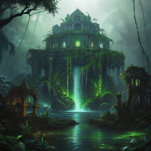 Lost City Jungle Ruins in Detailed Digital Painting