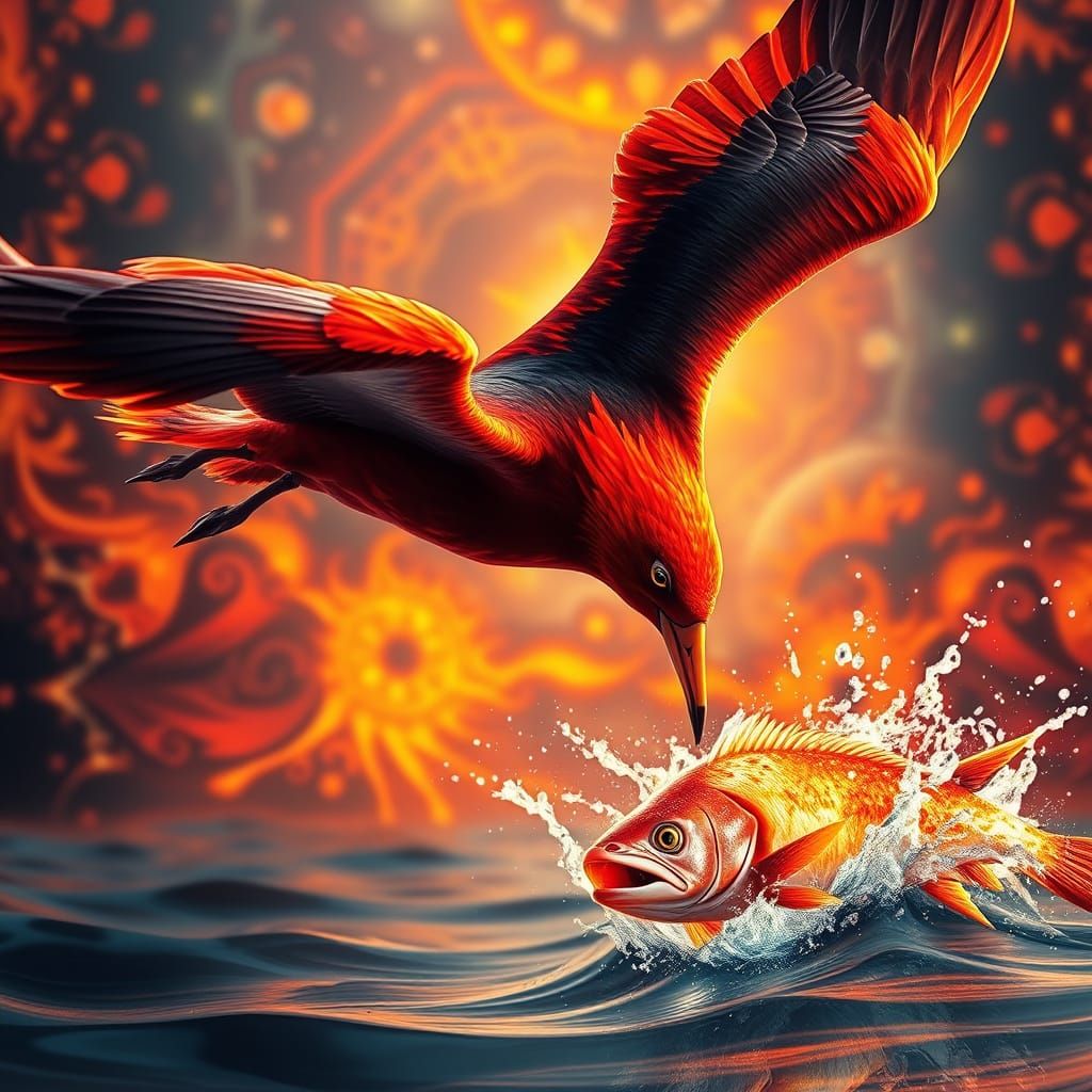 Majestic Red Seagull in Epic Dive