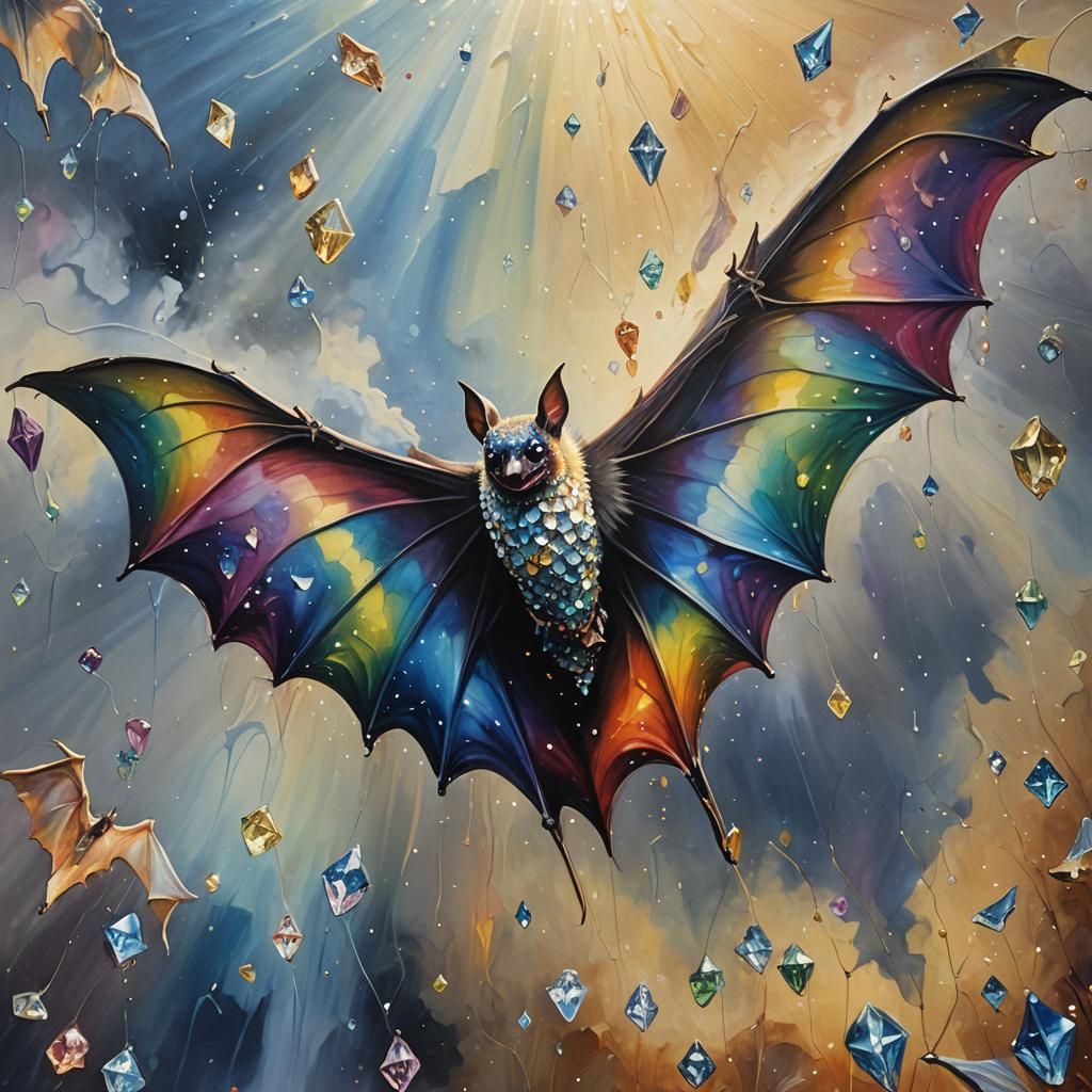 Rainbow Diamond Bat: Surrealist Macro Photography
