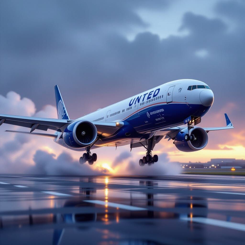 Boeing 777 Crosswind Landing in High Contrast