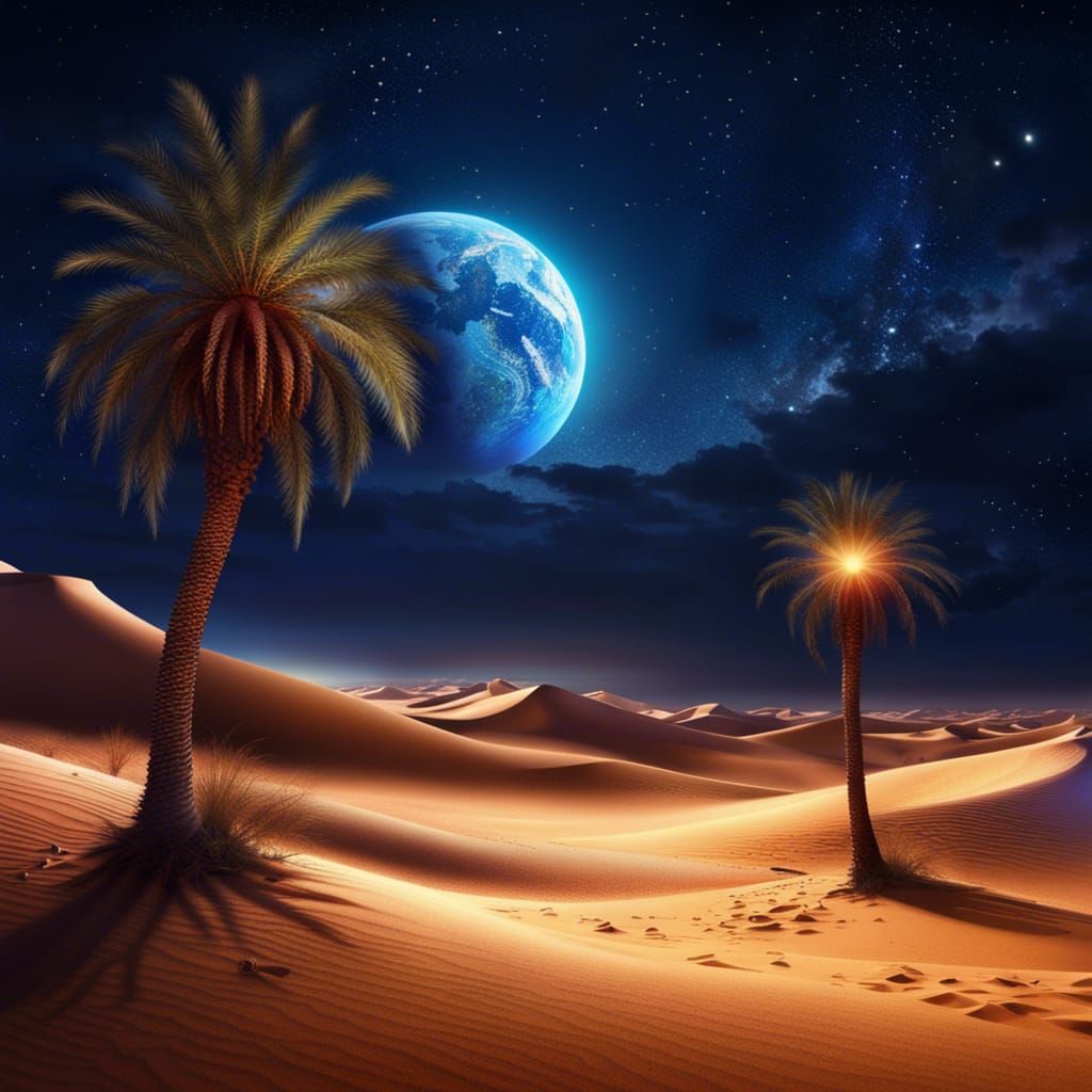 Mystic Arabian Night Desert Scene