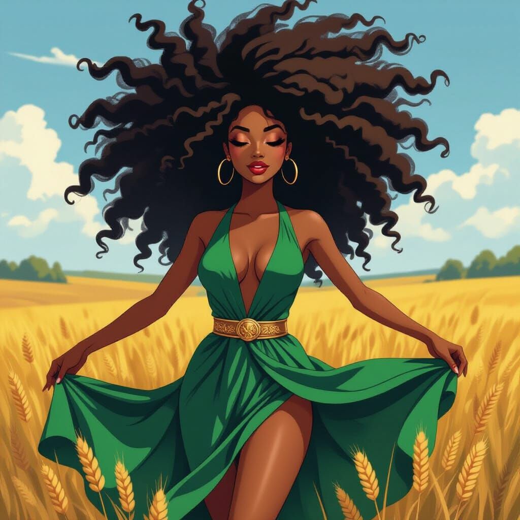 Futuristic Woman Dancing in Field