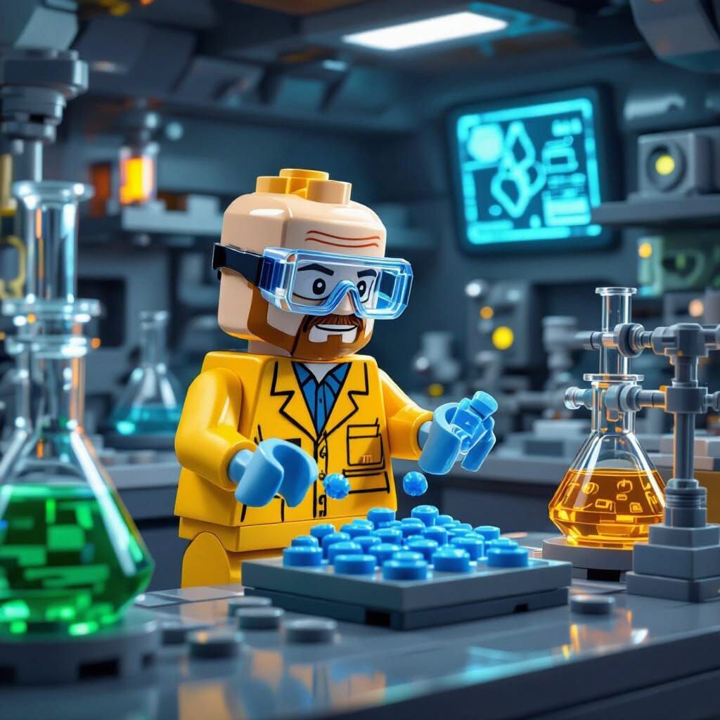 Walter White as Lego Minifig in Futuristic Lab