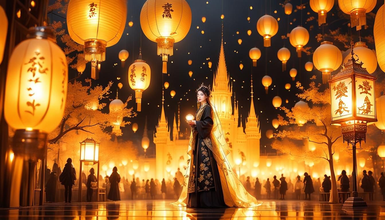 Fairy at Lantern Festival in Photorealistic Style
