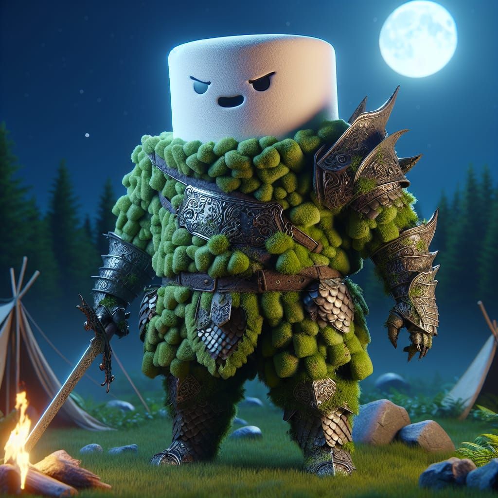 Mossy Marshmallow Warrior in Gothic Armor