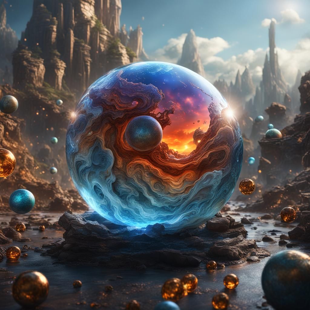 Elemental Glass Sphere: Detailed Matte Painting