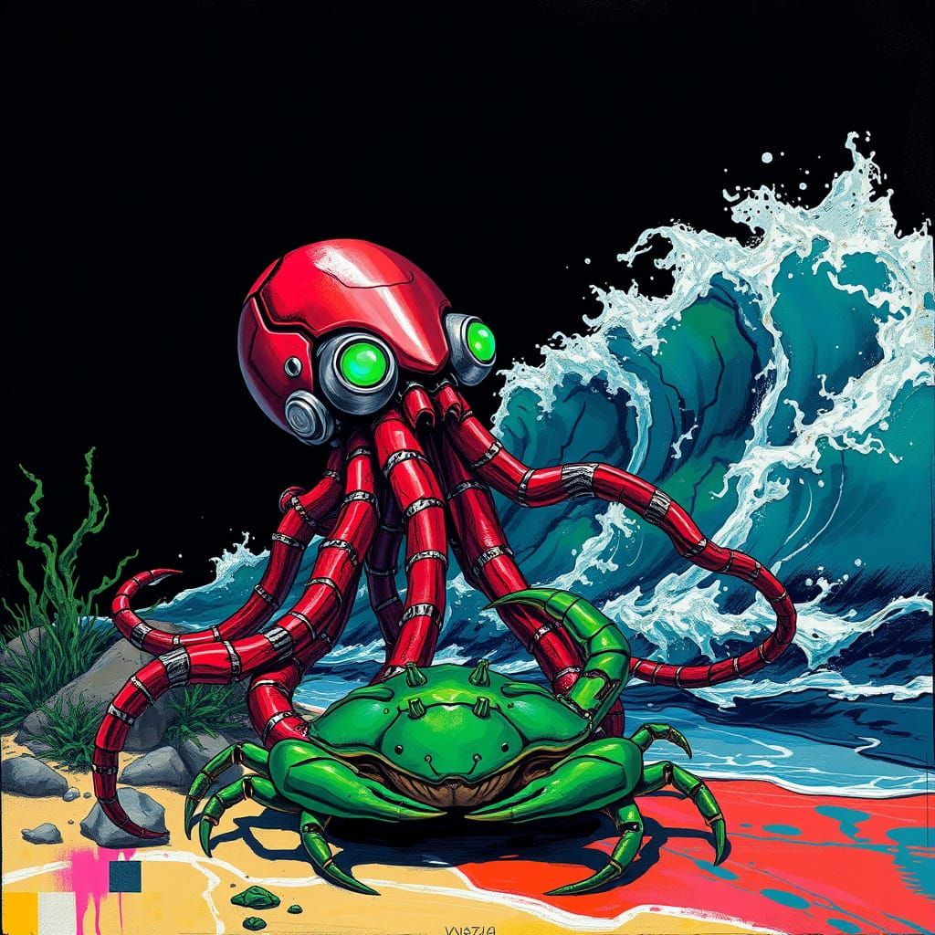 Robotic Jellyfish in Abstract Cubist Style