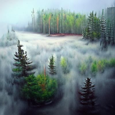 Foggy Boreal Forest in Hyperrealism