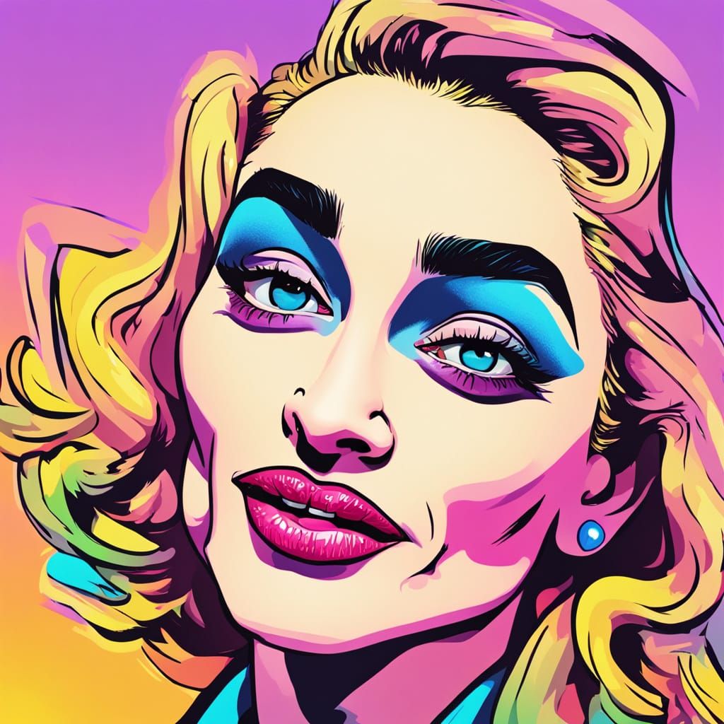 Madonna Caricature with Exaggerated Features
