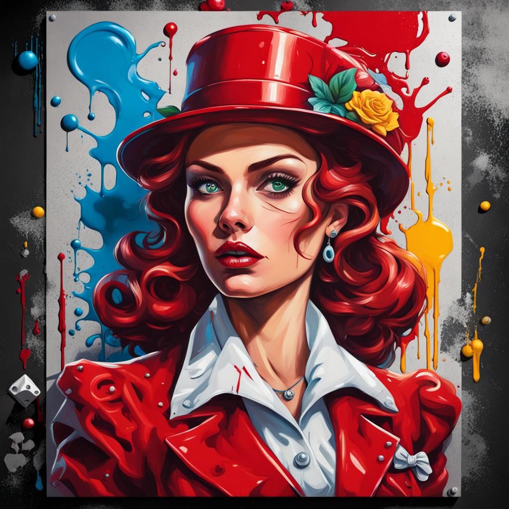 Miss Scarlett Graffiti Art in Polychromatic Colors