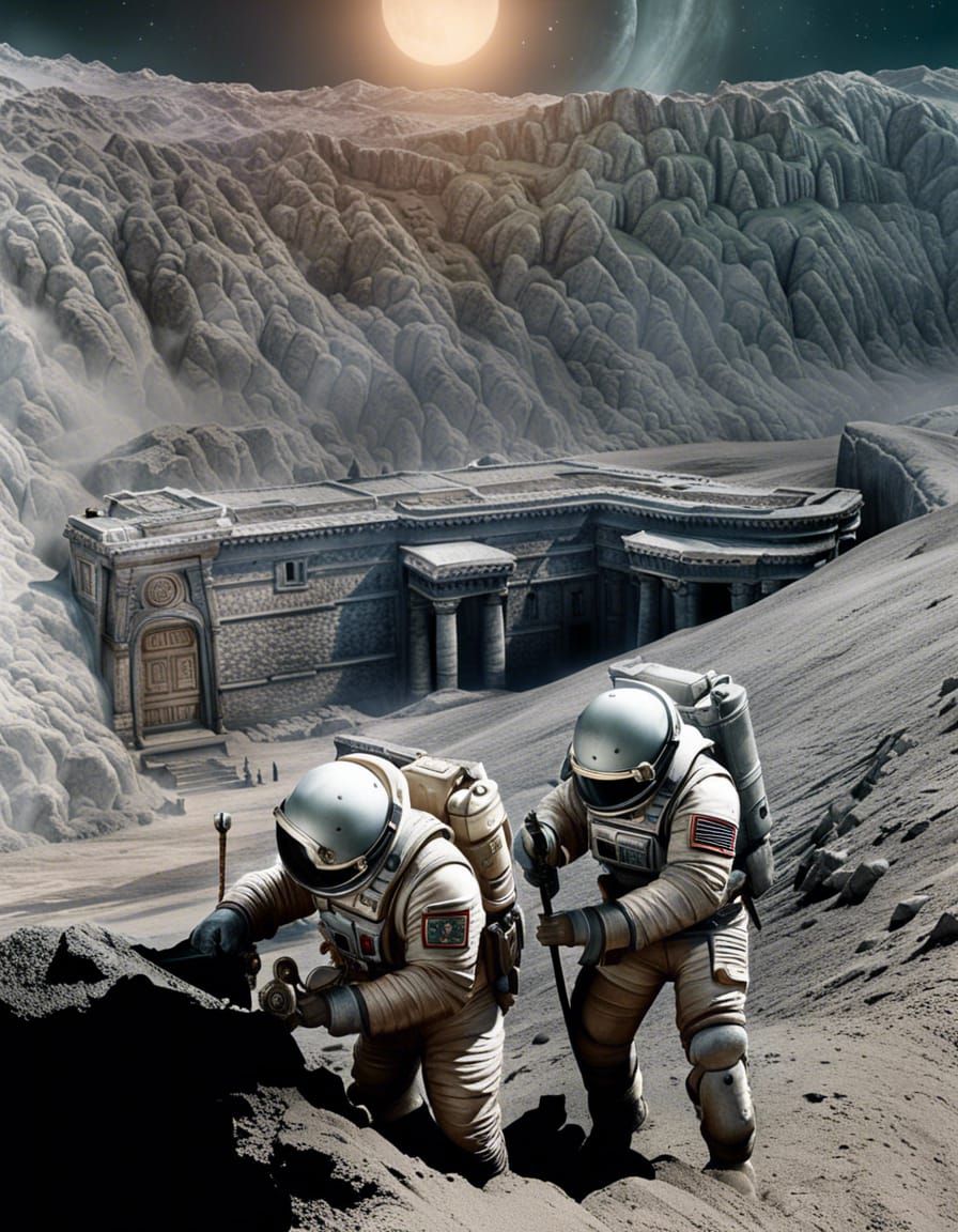 Lunar Excavation: Cosmonauts Unearth Ancient Temple