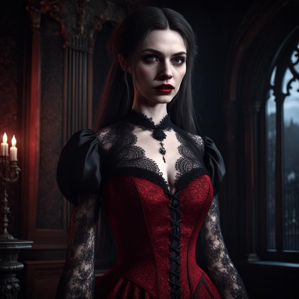 Gothic Vampire in Moonlight, 3D Rendered