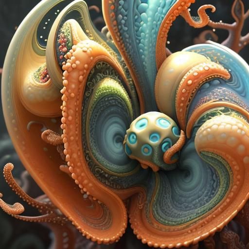 Complex Abstract Image with Magical Particles in 3D