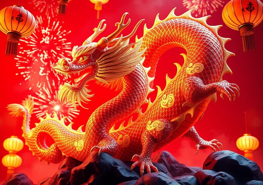 Majestic Dragon Celebrates Chinese New Year in Digital Art