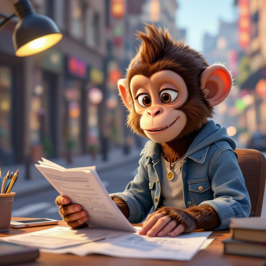 Monkey Learns to Code: 3D Animated Film Style