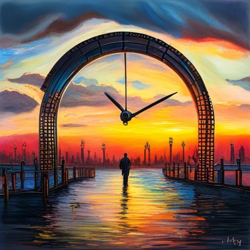 Digital Clock at 12:00 in Watercolor Style