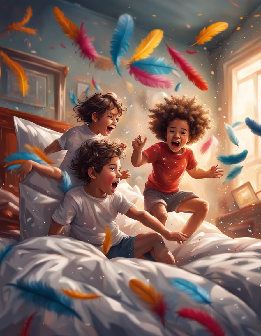 Miniature People's Hyperrealistic Pillow Fight