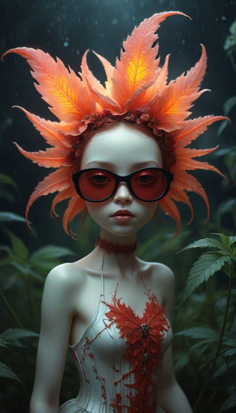 Surreal Glowing Flame Flower in Fantasy Style
