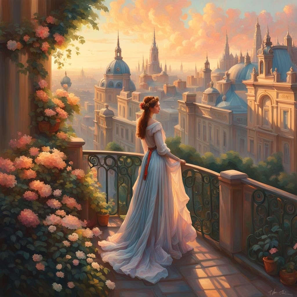 Baroque Cityscape with Ethereal Figures