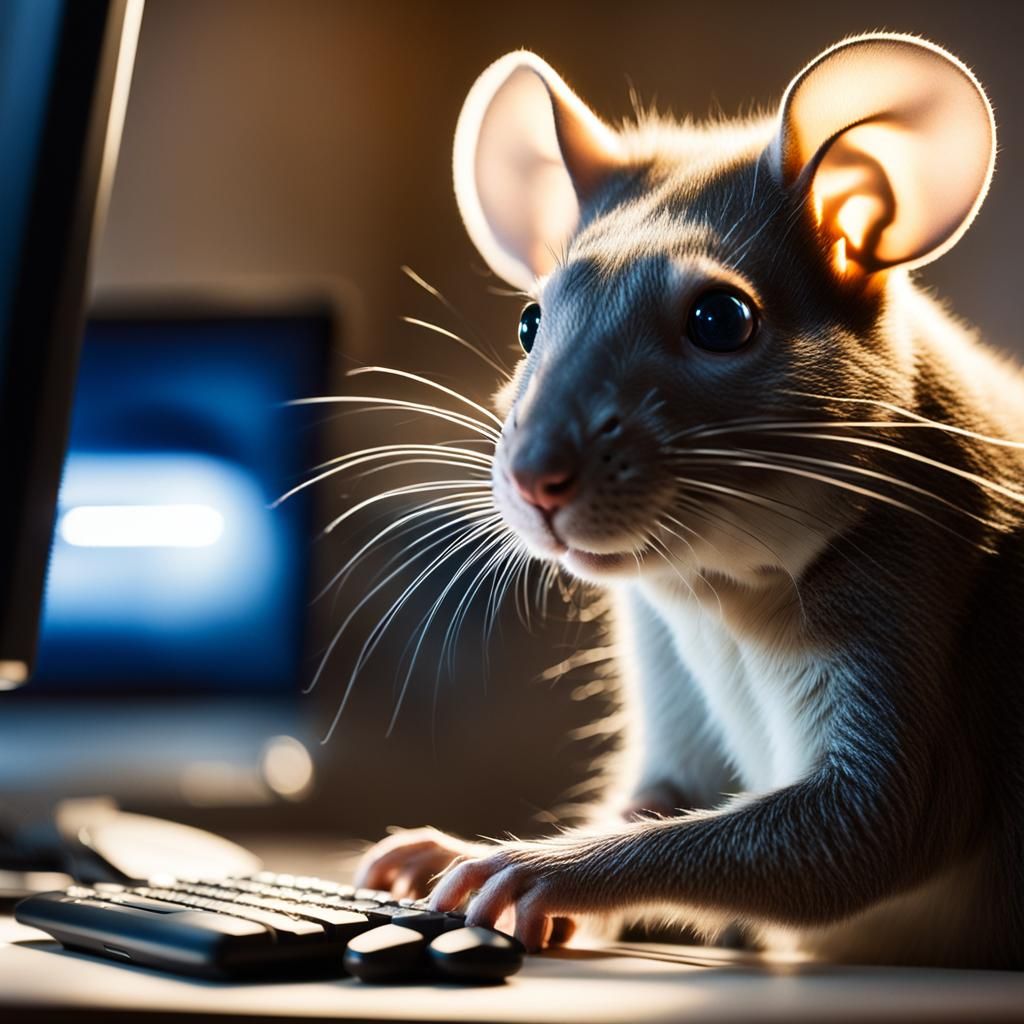 Benjamin Rat at Desk in Soft Focus