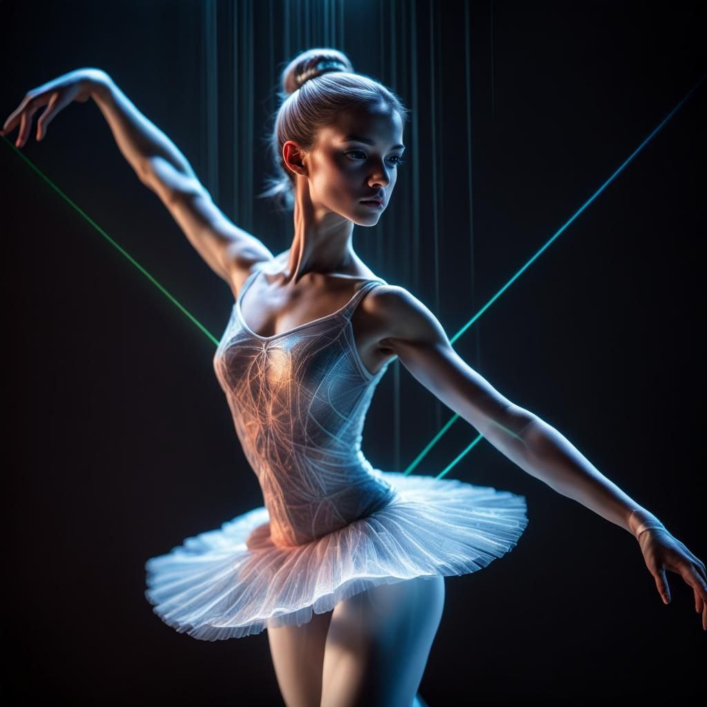 Striking 3D Hologram of Ballerina in Laser Light