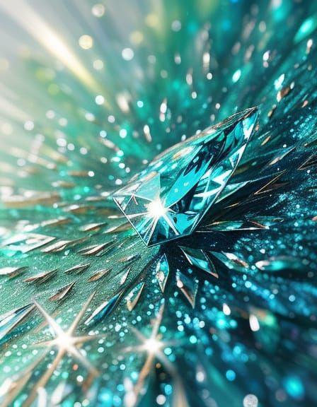 Emerald Diamonds and Luminescent Bubbles in Abstract Style