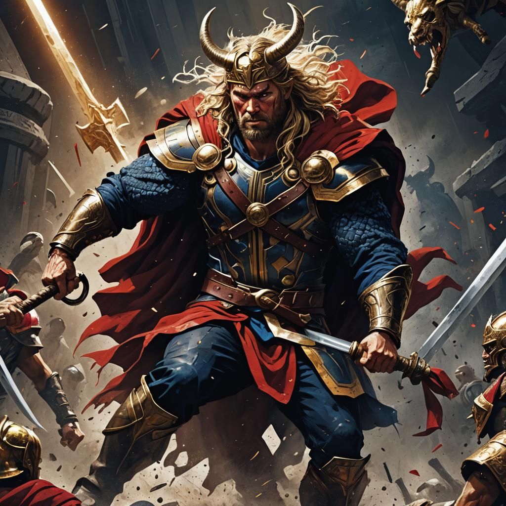 Thor the Matador Concept Art in Dramatic Lighting