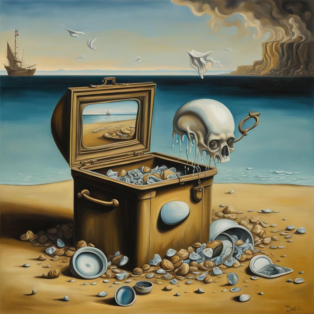 Surreal Washed Away Treasure in Salvador Dali Style
