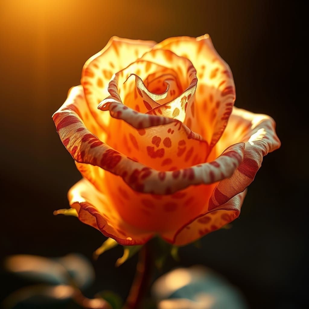 Ethereal Rose with Leopard Skin Patterns