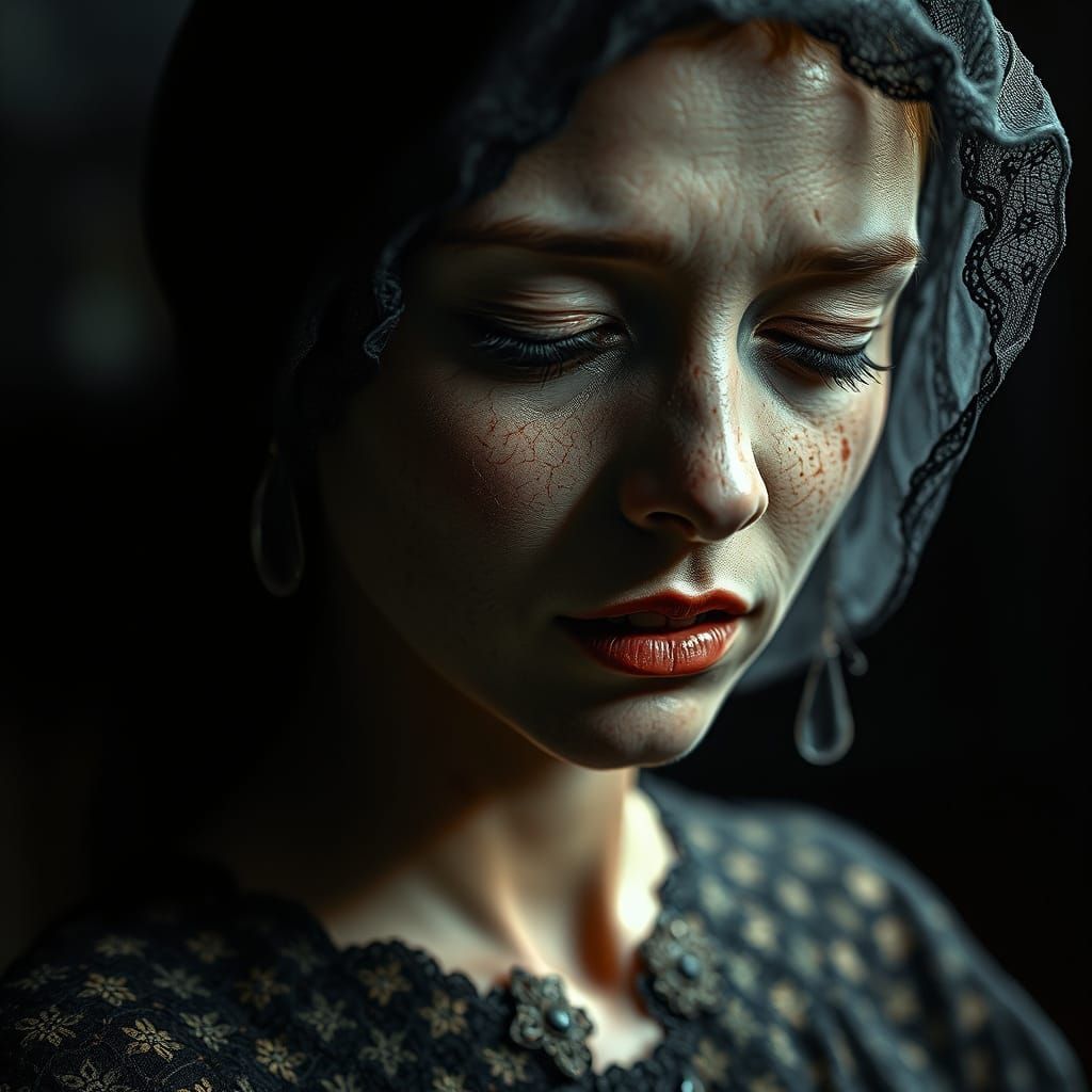 Vintage Horror Film Portrait of Decaying Woman