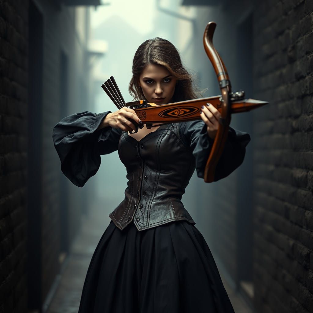 Mysterious Femme Fatale Assassin in Vintage Style