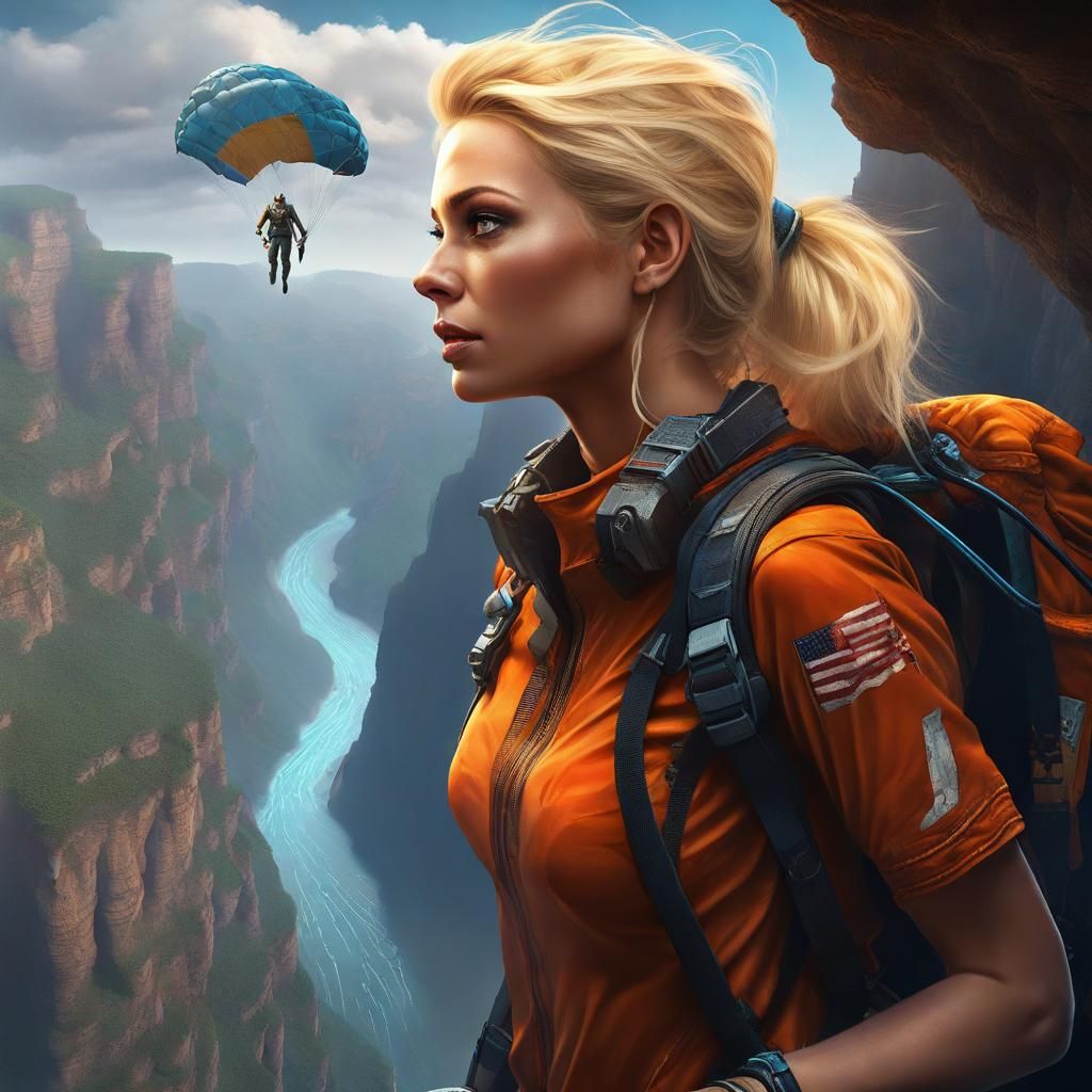 Fantasy Archeologist's Cliff Dive: Dark Fantasy Concept Art