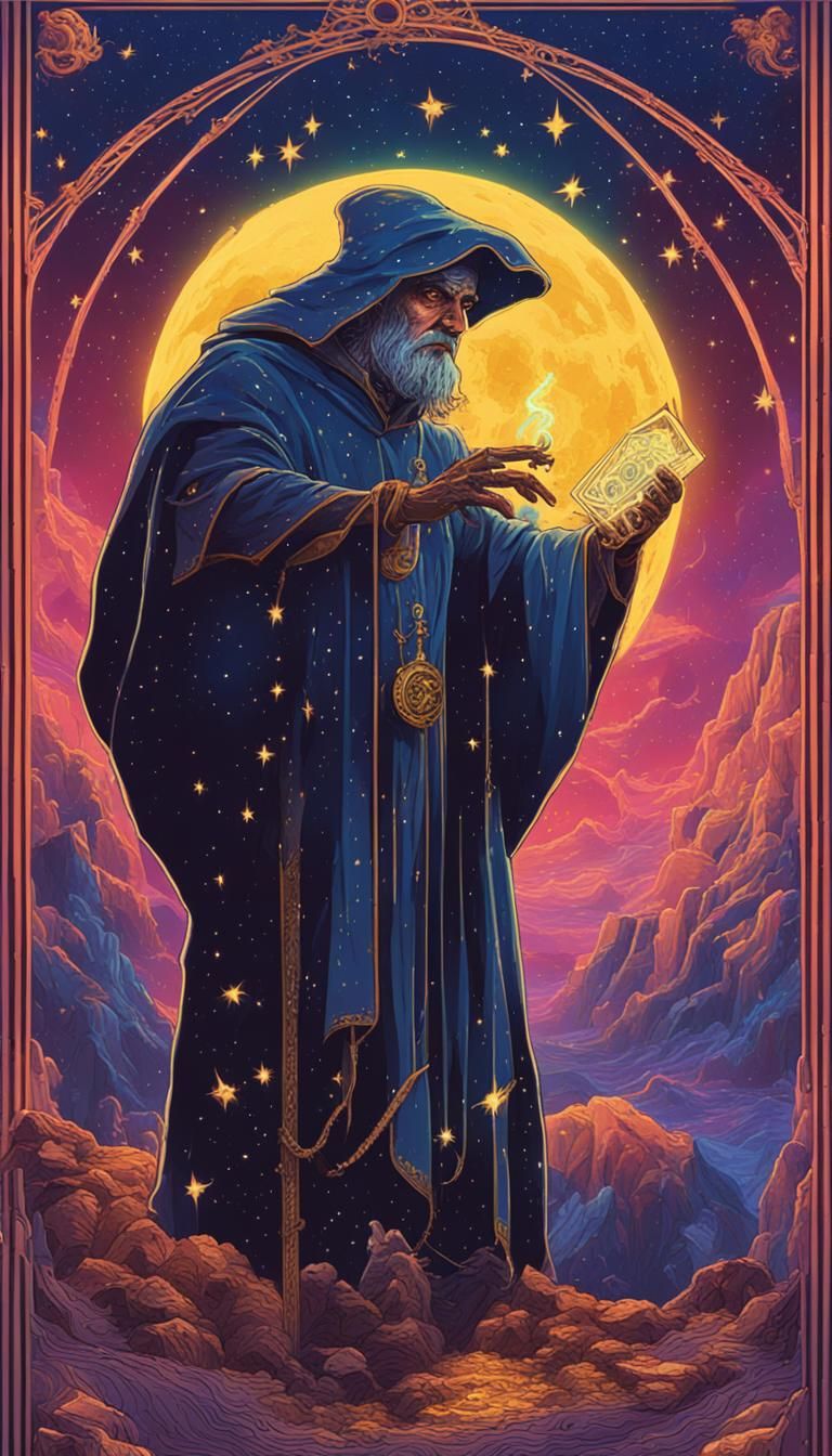Magical Merlin Falls Through Giant Tarot Cards