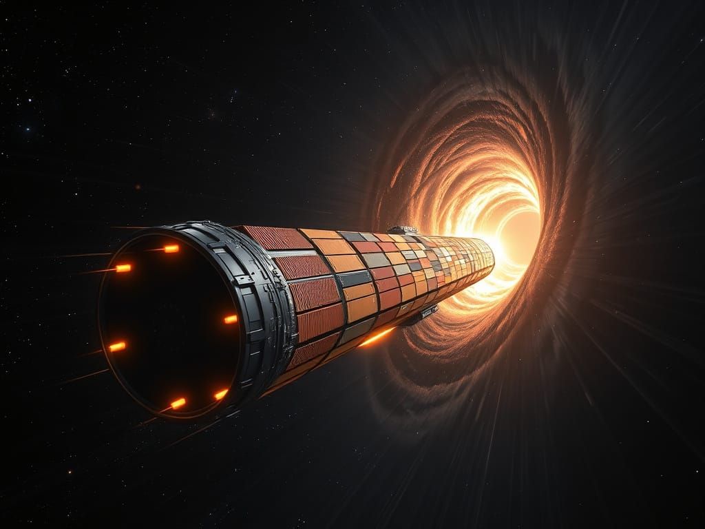 Industrial Futurist Space Freighter Accelerates Through Cosm...