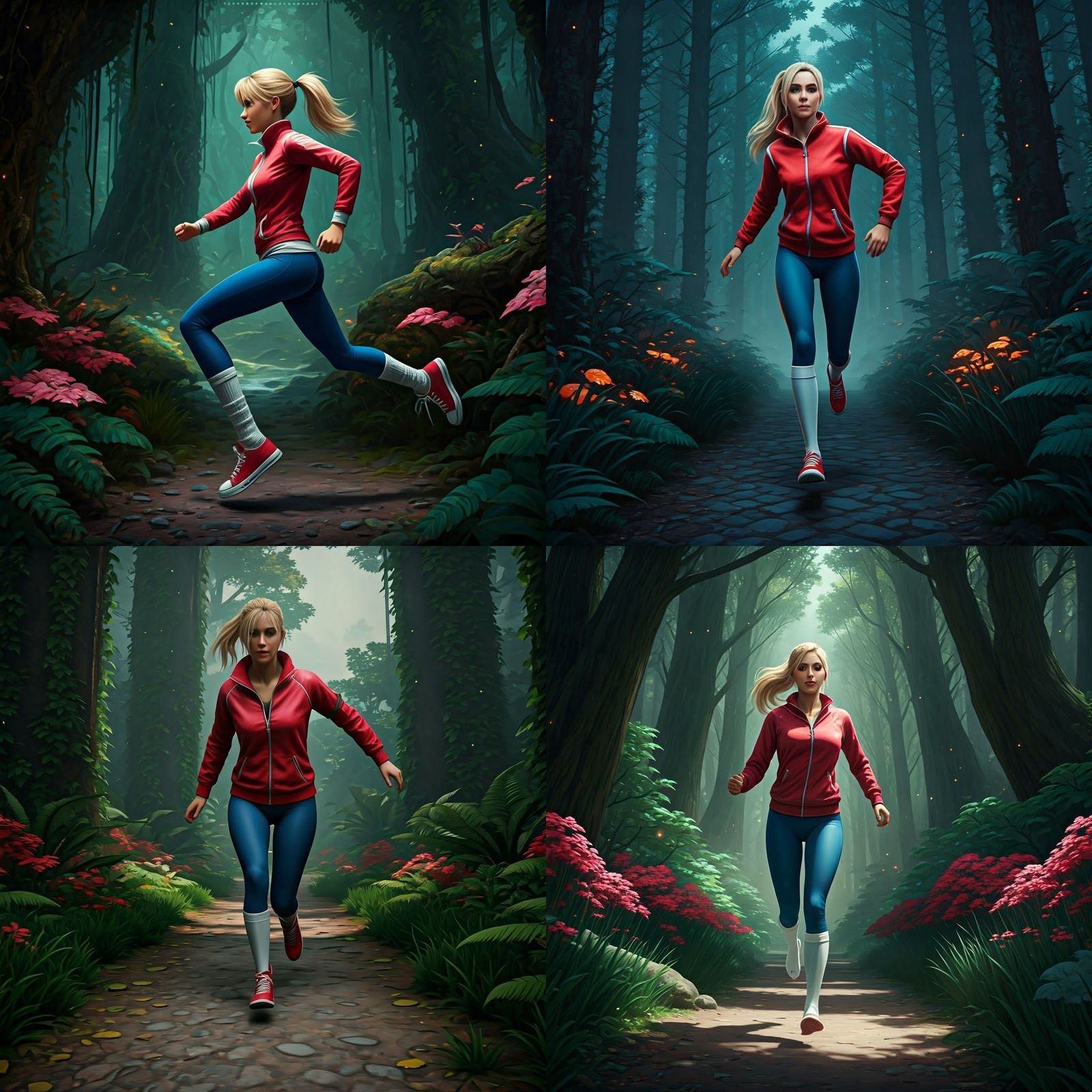 Woman Running in Forest, Losing Shoe: Fantasy Concept Art