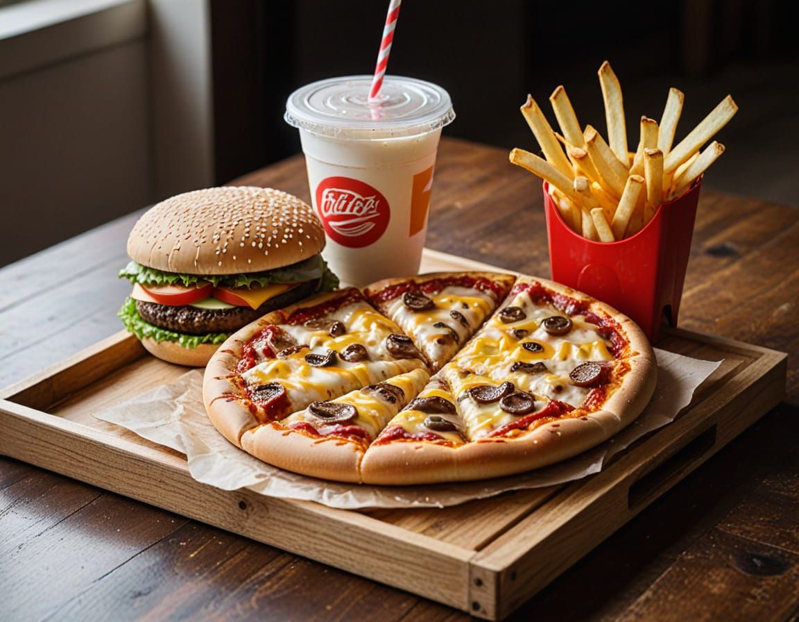 Mouthwatering Fast Food Combo Meal Digital Painting