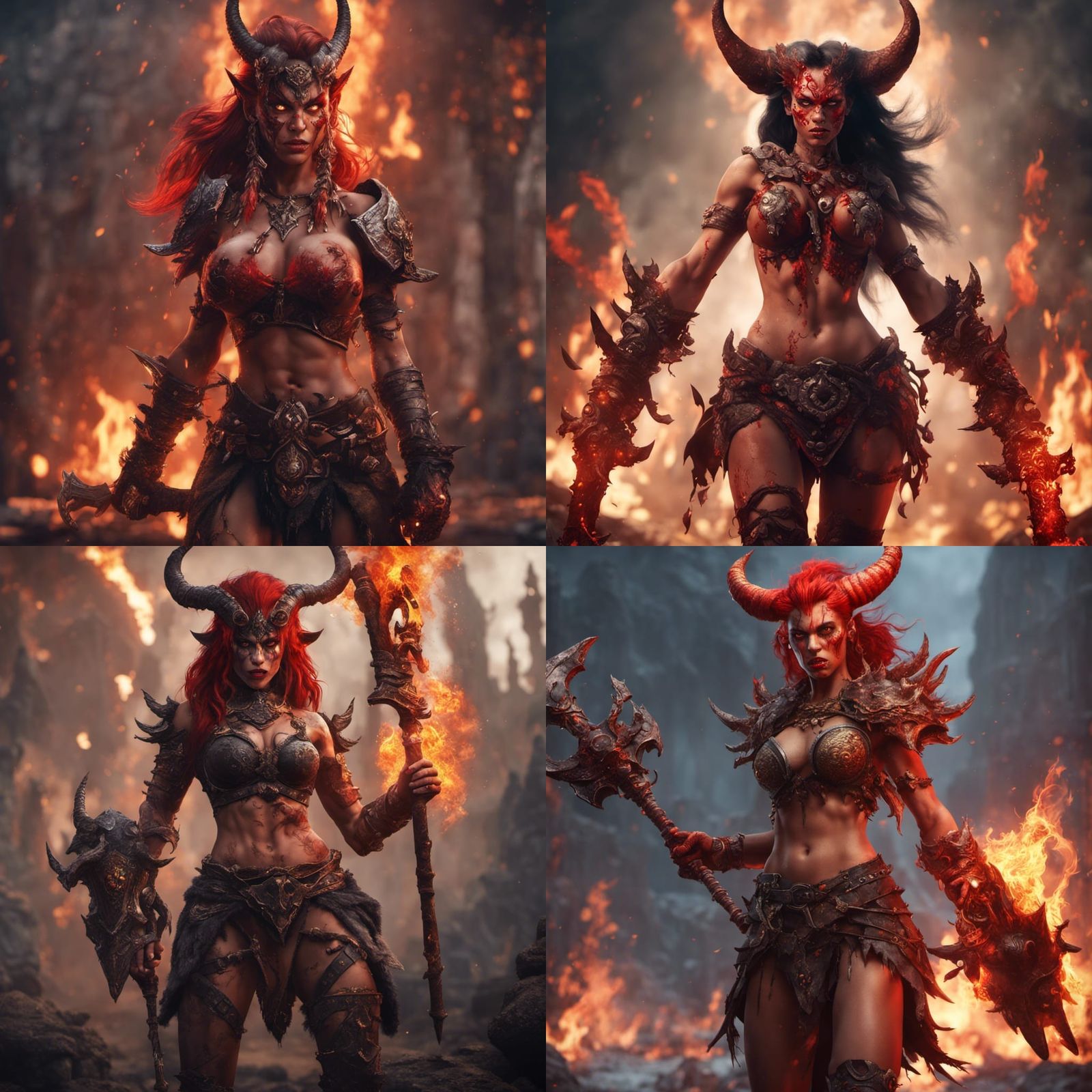 Red-Skinned She-Devil Barbarian Concept Art