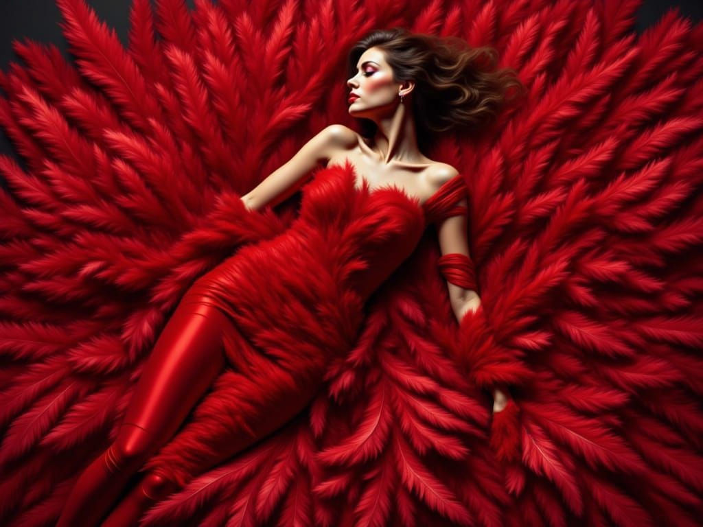 Red feathered beauty