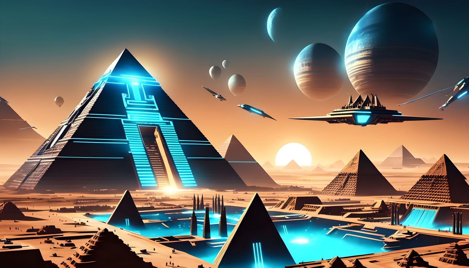 Futuristic Egyptian Pyramids Form High-Tech City